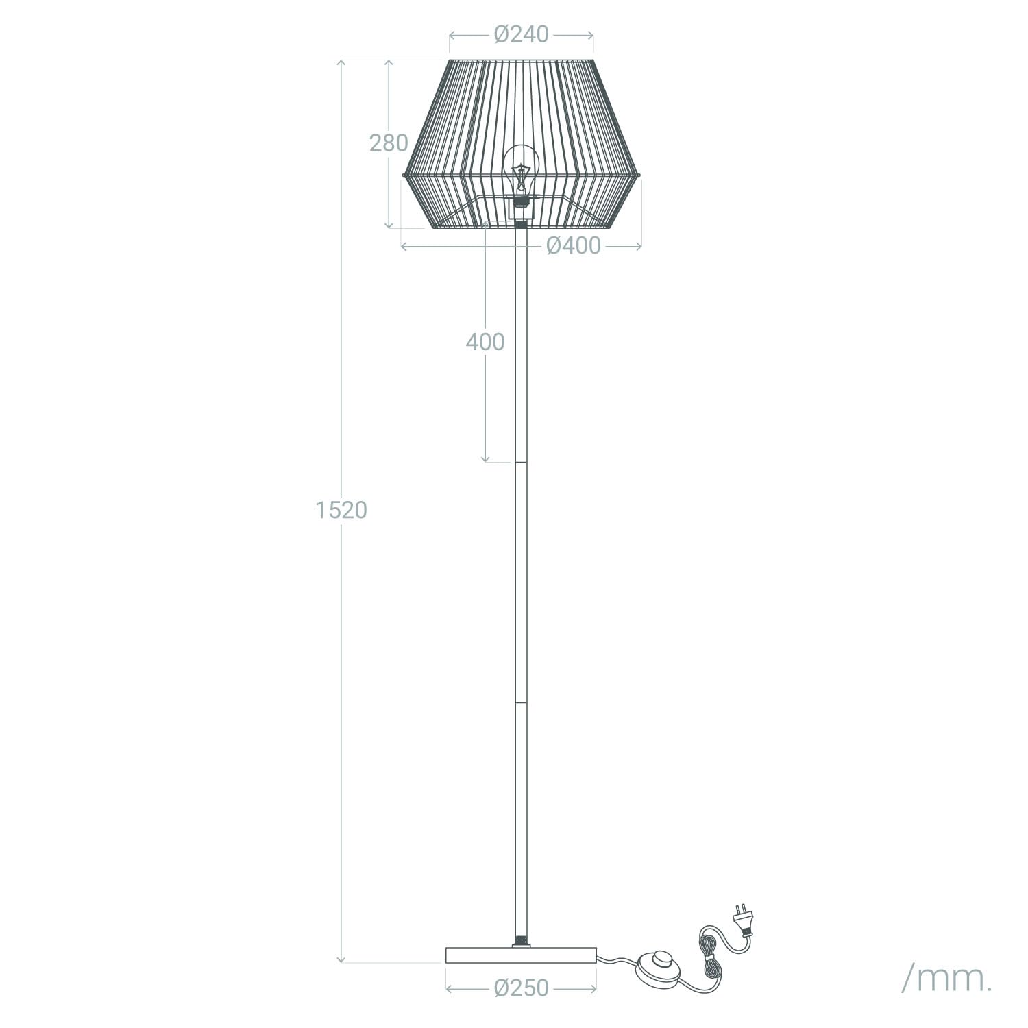 LEDKIA LIGHTING - Lámpara de Pie Kirito | Diseño Elegante y Moderno | Compatible con Bombilla LED E27 | Duradera y Resistente | Ideal para Salón y Dormitorio; Natural; Papel trenzado