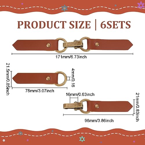 FINGERINSPIRE 6 Sets Leather Tab Closure Clip Holder Peru PU Leather Clip Buckle Toggles Sew on Leather Buckles with Clip Cardigan Clip Holder Clothing Hook Buckles for Poncho Cardigan Wrap Shawl - Image 2