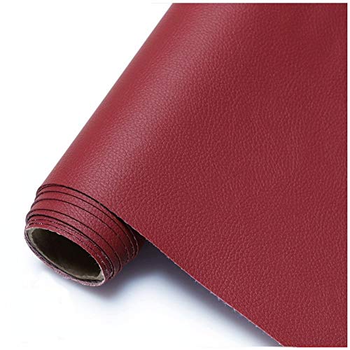 NANKAN Grained Tissu en Similicuir Matière 160cm de Large Tissu D'ameublement Vinyle Leathercloth pour Le Bricolage, Couverture de Chaises, Réparation de Canapés (Color : Dark Red) Cover
