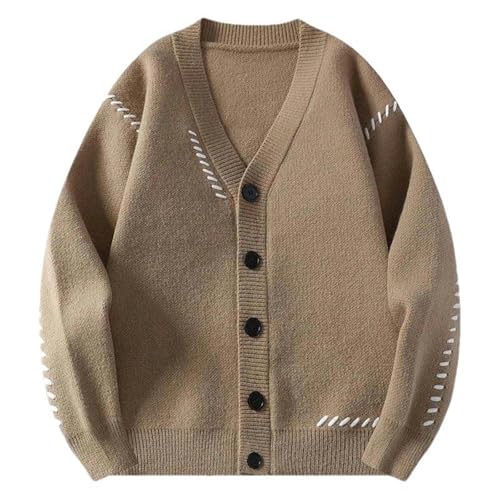 Autumn and Winter V-Neck Cardigan Men's Loose Knitted Sweater3