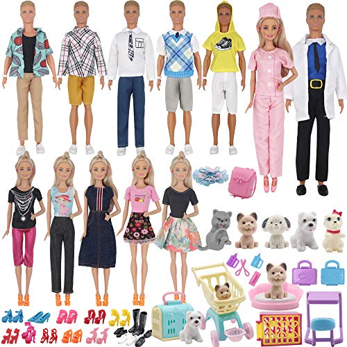 Ztweden 85Pcs Doll Clothes And Accessories For 12 Inch Boy Dolls And Girl Dolls Pet Care Set Includes 25 Wear Clothes Shirt Jeans Suit Shoes Pet Doctor Playset Trolley Backpack For 12'' Boy Girl Doll #TOP14