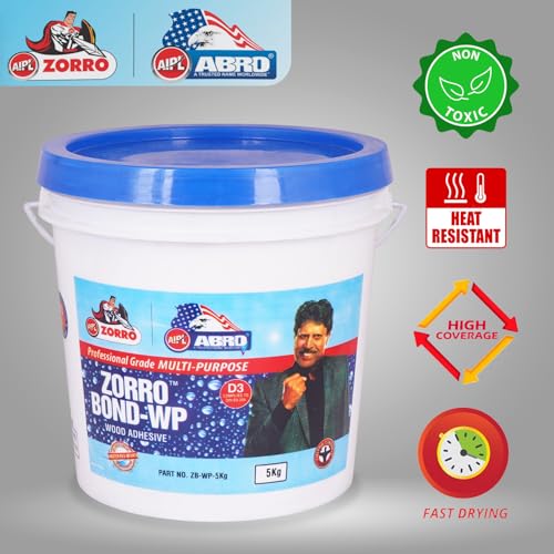 Image of ABRO ZORRO BOND-WP Wood Adhesive Professional Grade Multi-Purpose Water-Resistant Heavy-Duty Glue with Extreme High Bond Strength for Woodwork Furniture Home Office (5Kg)