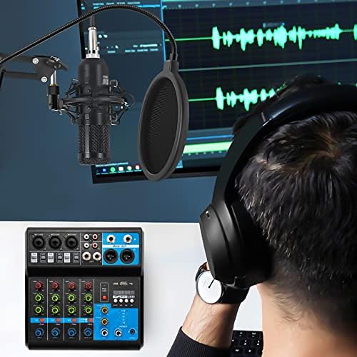 Bild 3 - MINRS Mini Audio DJ Mixer Soundboard Console System 5 Kanal Stereo Sound Mischkonsole DJ-Aufnahme-Mixer Soundboard-Mischpult USB Bluetooth MP3 48V Phantomspeisung