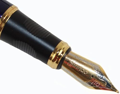 Miniatura 4 de Gullor Pluma estilográfica 450 azul con líneas talladas punta mediana