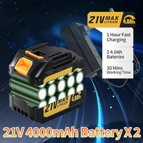 Cordless Leaf Blower 21V Battery Powered, 6 Speed Mode, 2000RPM 450 CFM Electric Hand Leaf Blower Lightweight for Lawn Care, Blowing Leaves or Snow 4 Cordless Leaf Blower 21V Battery Powered, 6 Speed Mode, 2000RPM 450 CFM Electric Hand Leaf Blower Lightweight for Lawn Care, Blowing Leaves or Snow - Image 4