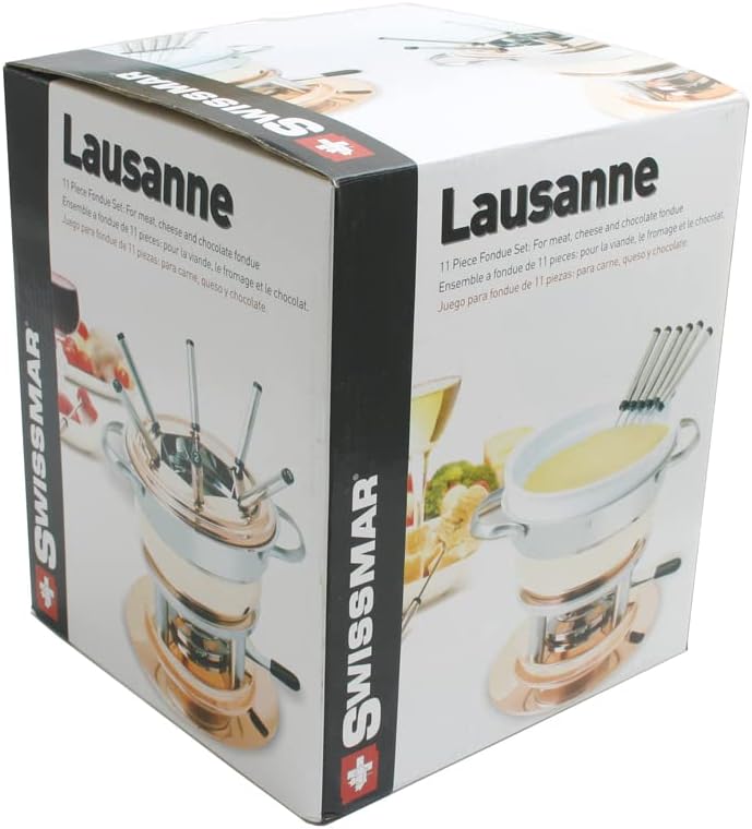 Swissmar Lausanne 11-Piece Copper Plated Fondue Set - Ideal for Cheese & Chocolate Fondue, Oil & Broth Cooking - Perfect for Kitchen Collection & Wedding Gifts - 1.8 Liter / 1.9 Quarts — view 7