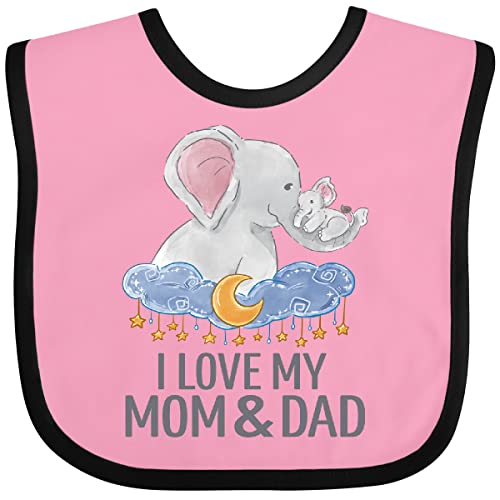 inktastic I Love My Mom and Dad Cute Elephants in Night Sky Baby Bib