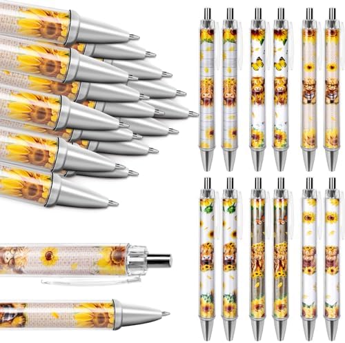 24-Pack Sunflower & Butterfly Pens - 0.5mm & 0.7mm Cute Novelty Ballpoint Pens For School & Office