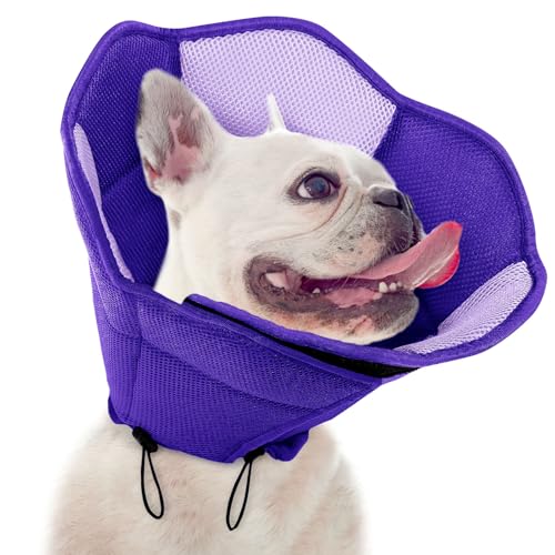 Image of Dog Cone - Soft Cone for Dogs to Stop Licking, Pet E-Collar Alternative After Surgery, Adjustable Pet Recovery Collar for Wound Healing, Purple Small