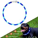 KABB Collare di Cane a LED Lampeggiante con USB Ricaricabile e Misura Small Medium Large da 27.5 Pollici / 70 CM (Blu)
