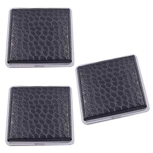 Zigarettenetui aus Echtem Leder und Metall Elegantes Design für 20 Zigaretten für Damen Etui mit Gummiband Schnappverschluss - Zigarettenzubehör Edel Elegant PU-Leder für Hand und Hemdtaschen Schwarz Cover