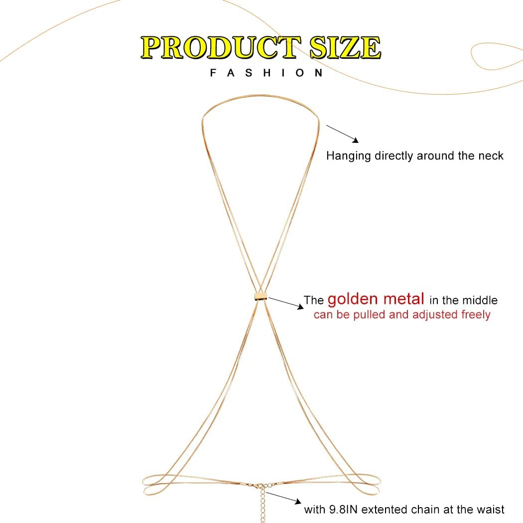 BODIY Gold Body Jewelry Chest Body Chains Bra Chain Jewelry Bikini Chest Accessories for Women - Image 2