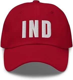 Airport Code IND Hat Indianapolis Indiana in Dad Cap Embroidered Dad Hat Baseball Cap with Adjustable Buckle Strap Cranberry