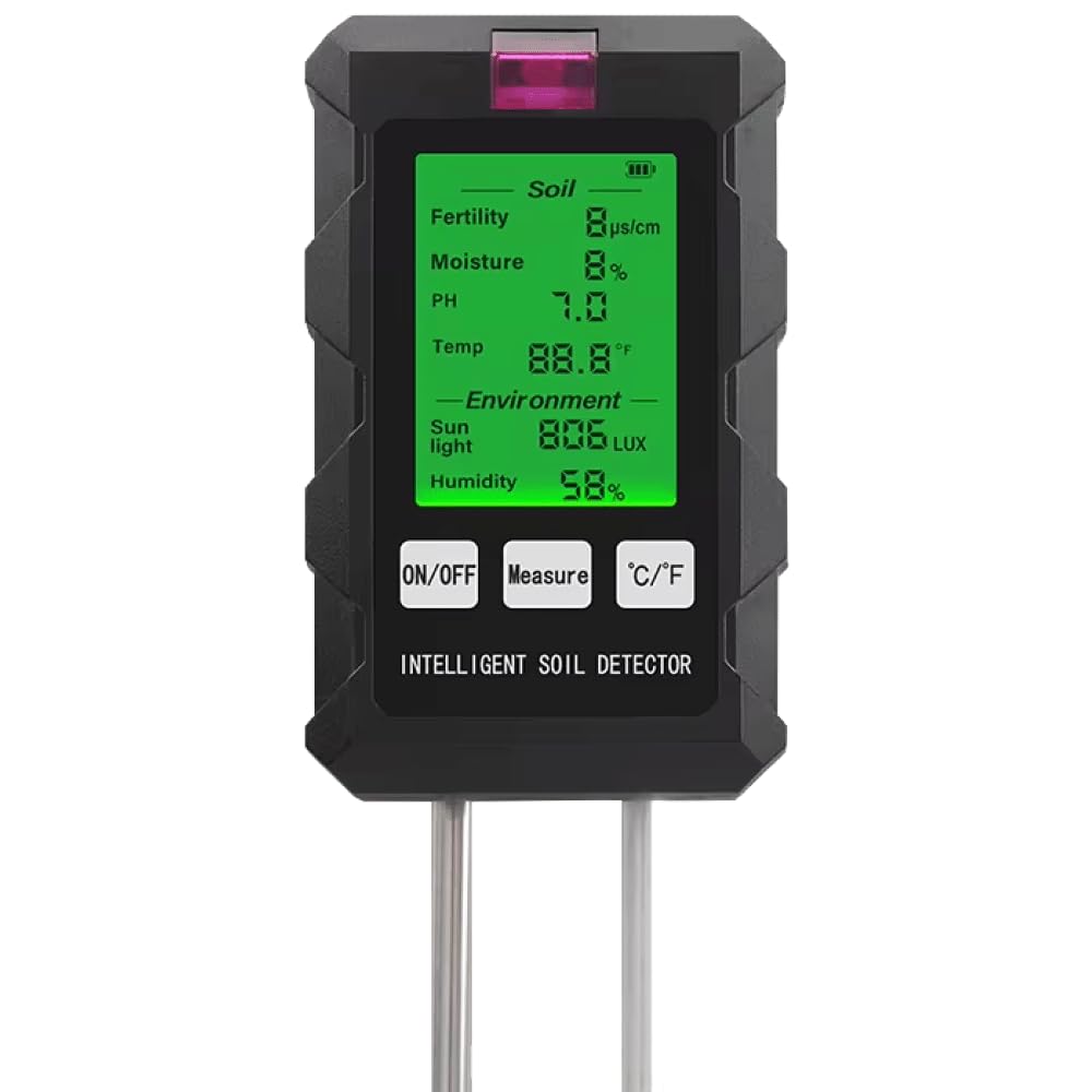bergxperten rootabest soil tester 6-in-1 Digital Soil Moisture Meter | Plant Tester Kit for pH, Humidity, Fertility, Temperature, and Sunlight