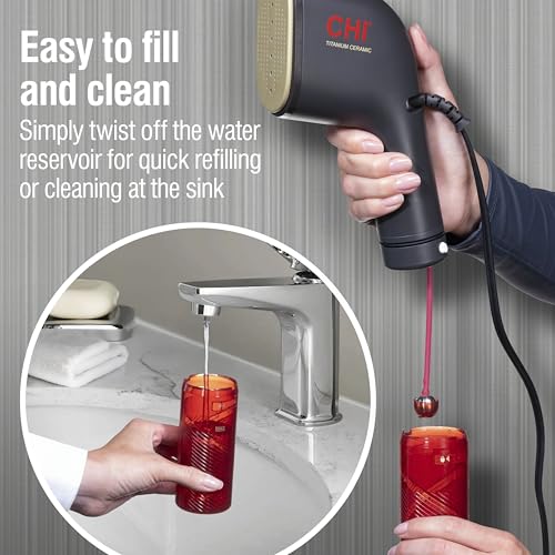 Image of CHI Collapsible Travel 2-in-1 Handheld Garment Steamer & Steam Iron | 1200 Watts, 120 ml Water Tank, 6 Minutes of Steam, Fast Heatup, 10 inch Cord, Black