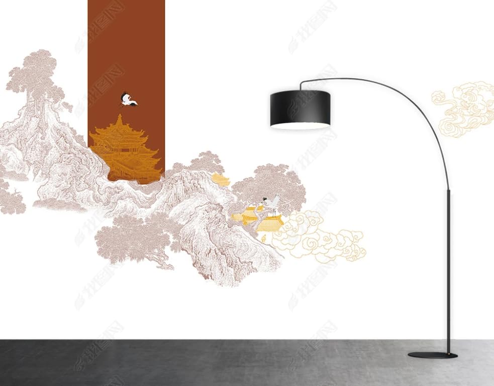 Papier peint intissé haut de gamme dessin au trait paysage géant pour chambre
