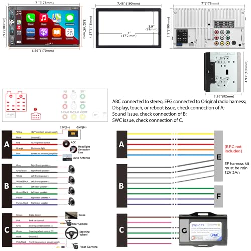 Image of 7 inch Double Din Car Stereo with Wireless Apple CarPlay & Android Auto