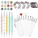 Produktbild 45 Stück Nageldesign Zubehör Set, Nail Art Tools mit 15 Nageldesign Pinsel/ 5 Dotting Stifte/ 3 Boxen Nagel Strass/ 10 Rollen Nail Art Stripes/12 Glitter für Nageldesign Nailart Kunst Dekoration