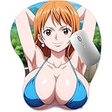 RUFSMAAN 3D Mouse Pad Oppai Mousepad with Soft Gel Wrist Rest Anime Manga Gaming Boob pad Anti-Slip Mouse Mat （Nami 244）