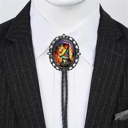 Image of Jeilwiy Bolo Tie for Men Western Cowboy Gothic Bolo Tie Necklace Halloween | Glow in Dark Bolo Tie for Men Women, 3D Halloween Bolo Tie, Gothic Western Ties, String Ties for Men Rodeo Leather Necktie