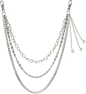 سلسلة بنطلون جينز بتصميم جوثيك بانك من شي هوي ماي، سلسلة للجيب والحزام متعددة الطبقات، مناسبة للمحفظة والبنطلون والجيبة، سلسلة خصر وسلسلة مفاتيح مناسبة لشنطة اليد للنساء والرجال، فضية, فضي, Mix