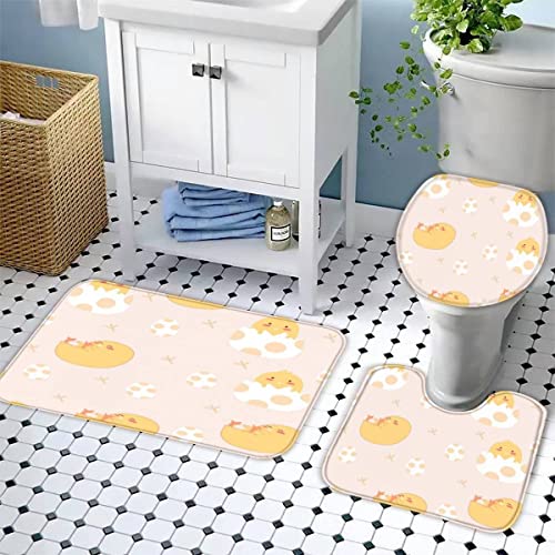 Badematten Set 3D 40x60 Küken Badezimmerteppich-Set absorbierend 3-teiliges maschinenwaschbare weich badteppich schnell… – Bild 3