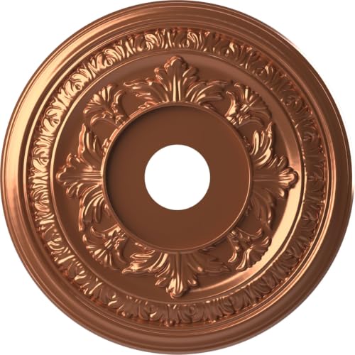 Image of Ekena Millwork CMP19BABCO Baltimore Thermoformed PVC Ceiling Medallion (Fits Canopies up to 7 3 /4 inch), 19 inchOD x 3 1 /2 inchID x 1 inchP, Bright Coat Copper