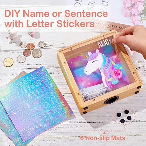 Image of ICOSY Piggy Bank for Kids, Wooden Framed Coin Bank