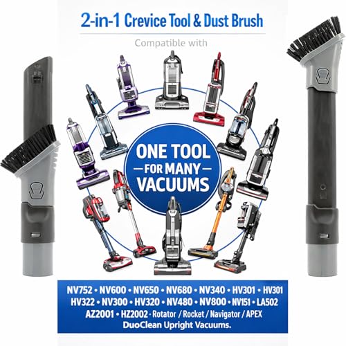 Image of Qualtex 2 in 1 Duster Crevice Tool Compatible with Shark NV752, NV600, NV650, NV680, NV340, HV301, HV322, HV300, HV320, NV480, NV800, NV151, LA502, AZ2001, HZ2002 (Pack of 2)