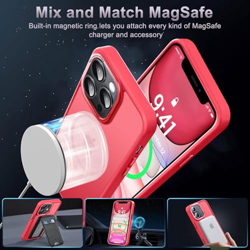 Newfuture Designed for iPhone 11 Case with Strong Magnetic [13 FT Military Drop Protection] [Compatible with Magsafe] Slim Translucent Matte Shockproof with Anti-Fingerprint Phone Case, Red — view 2