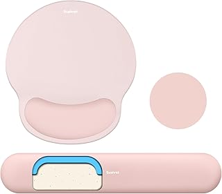 Mauspad & Tastatur Handballenauflage, 3-in-1 Ergonomisches Gel Memory Foam Mauspad mit Handgelenkstütze, Gaming Mauspad Armauflage für Computer Büro Schreibtisch Zubehör,Rosa