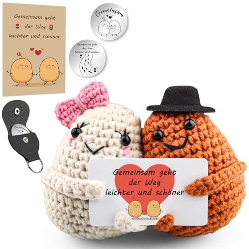 Szhhrxi Couple de pommes de terre positives - Tricoté - Amour - Pommes de terre - Cadeau de mariage pour les mariés - Cadeau de Saint-Valentin - Anniversaire de Noël - Je t'aime pour elle