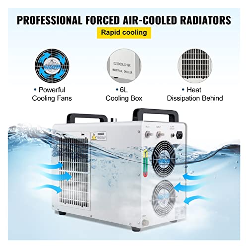 CW-5000DG Industrial Water Chiller Cooler Thermolysis Cooling 6L for 80W/100W CO2 Glass Tube of The Engraving Tool