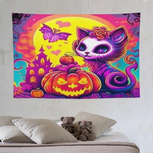 Citrouille d'Halloween tapisserie murale PAZZK en tissu imprimé rectangulaire 150x230 cm