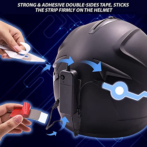 Image of AllExtreme EXTZ2PIB EL LED Helmet Light Strip with 3 Modes Flashing Night Bike Motorcycle Riding Signal Sticker (Ice Blue)