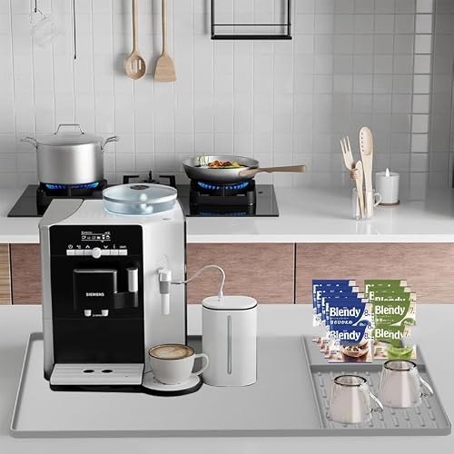 Hosoncovy Coffee Machine Mat Silicone Mat Under Coffee Machines Multifunctional Heat Protector Mat Accessories Drainer Mat Spill Mat (Grey) - Image 4