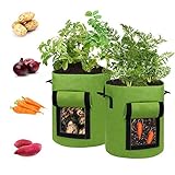 Hugro Tarfive 2 Pack 15 Gallon Grow Bags NonWoven Aeration Fabric Pots with Handles and Access Flap, Garden Vegetable Planting Bags for Potato Tomato and Fruits (15 Gallon)
