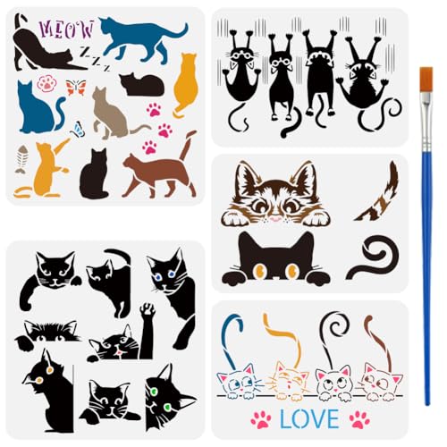 Plantillas de pintura de gato reutilizables para renovar madera 2