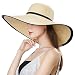 Comhats klappbarer Strohhut Sonnenhut Strohhut mit Sonnen Shade Damen breite Krempe Beige
