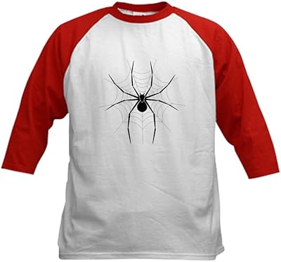 CafePress Spider Web Kids Baseball Jersey Kids Cotton Baseball Jersey, 3/4 Raglan Sleeve Shirt Red/White