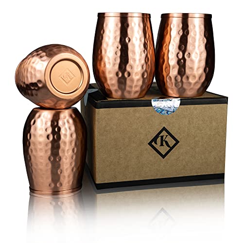Kosdeg Copper Cups - 12 Oz set of 4 - A Unique Way To Enjoy Wine - The Perfect Pure Copper Tumbler for Water - Copper Drinking Cups Better Than Glasses or Plastic - Moscow Mule Copper Cup For Drinking by Kosdeg - Used condition - US$34.33
