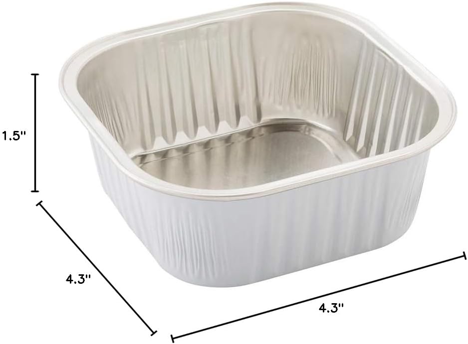 Restaurantware-10 Ounce Disposable Ramekins, 100 Square Creme Brulee Disposable Cups - Oven-Safe, For Cupcakes And Muffins, White Aluminum Disposable Baking Cups, Freezer-Safe, Greaseproof