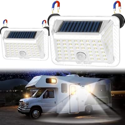 EJYTRVT Magnetic RV Solar Lights with Motion Sensor | Exterior & Outdoor Lighting for Camper, Trailer, 5th Wheel, Truck (2 Pack)