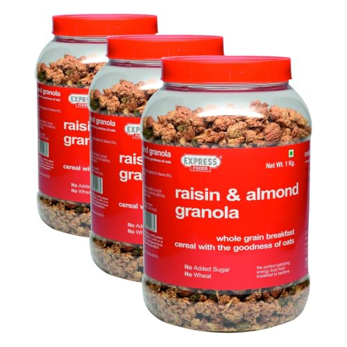Image of Express Foods Raisin and Almond Granola, 1kg (Pack of 3)