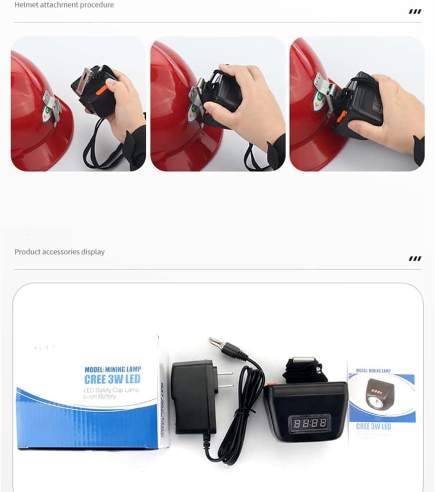 3W Miner Lamp Explosion-Proof Digital Light 4500LM LED Display Helmet Cap Lamp Headlamp Head Belt Charger for Outdoor Portable Lighting