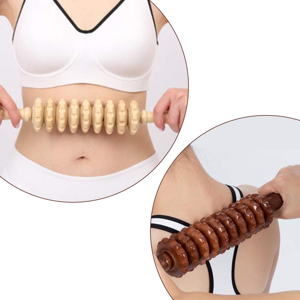 Jitnetiy Wooden Massage Roller Handheld Cellulite Sore Trigger Points with 9 Balls (1 Pack, White) : Health & Household