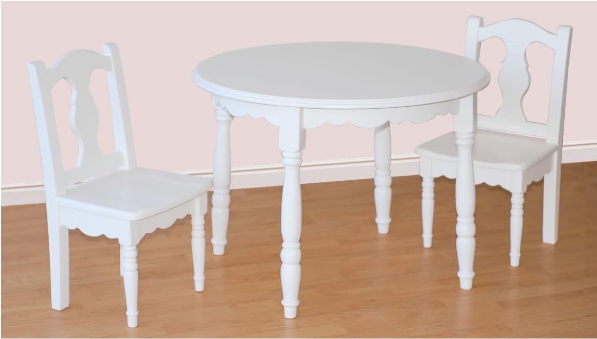 Ukid Lindsey Round Wood Table and Chair Set, White