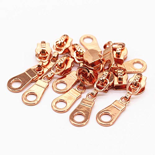 YaHoGa 50PCS #5 Rose Gold Pulls for Nylon Coil Zippers - Zipper Sliders for Luggages, Purses, Bags - Bulk