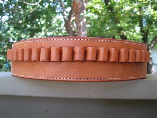 Shotgun Lilli Natural Color Genuine Leather - 45 Caliber - Cartridge Gun Belt (Natural Color, 52")