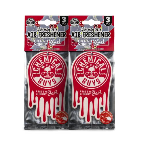 Chemical Guys Hanging Air Freshener, Fresh Cherry Scent 6 Pack, Great for Cars, Trucks, SUVs, RVs, Home, Garage, Workspace, Dorm Room & More (2 x 3 Packs) - AIR40602